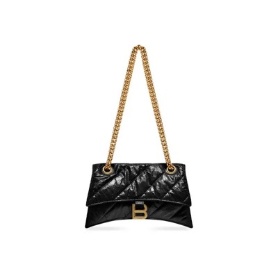 BALENCIAGA WOMEN'S CRUSH CHAIN BAG SMALL IN BLACK 716351210J11000 (24.9*15*7.9cm)